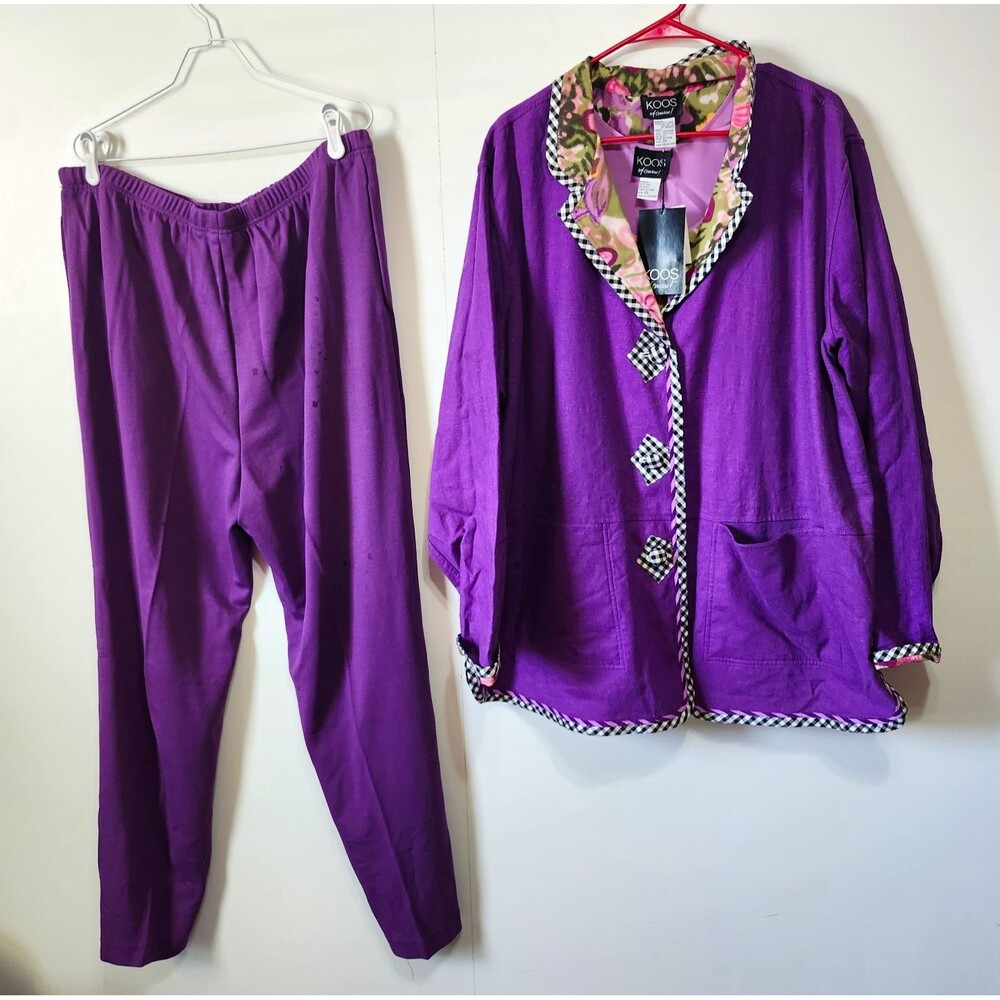 NWT Koos Of Course 3pc Pants Suit 2X Reversible Linen Silk Jacket Art To Wear
